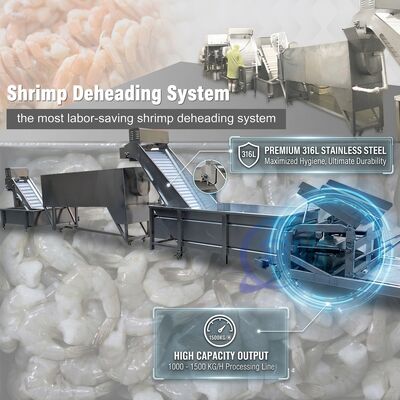 良い値段 Easy Clean Prawn Processing Machine Precision SUS316 800-1000KG 5.5KW 60Hz For Seafood Export Company オンライン