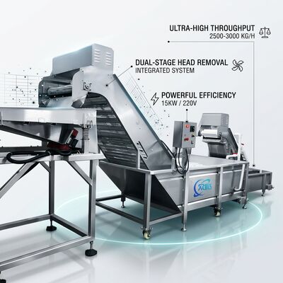良い値段 高精度エビ頭部スクリーニング機 耐腐食SUS316 800-1000KG 2.2KW 380V オンライン